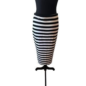 SANCTUARY Black & White Striped Midi Skirt Size Small